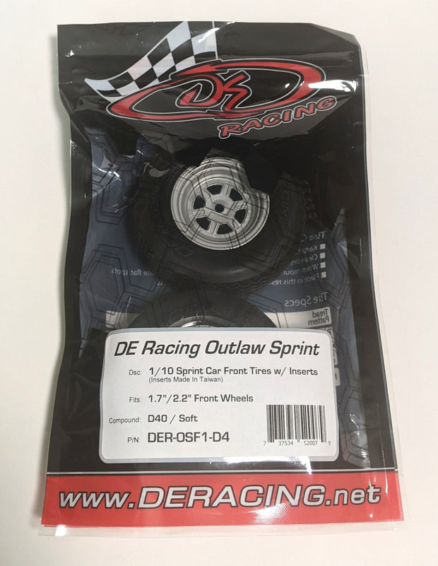 DE RACING - Outlaw Sprint Front Tires Premounted on Gambler Wheels - (1pr)