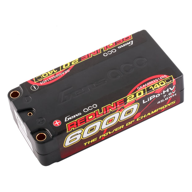 Gens Ace Redline 2.0 Series 140C, 6000mAh 2s LiPo Battery