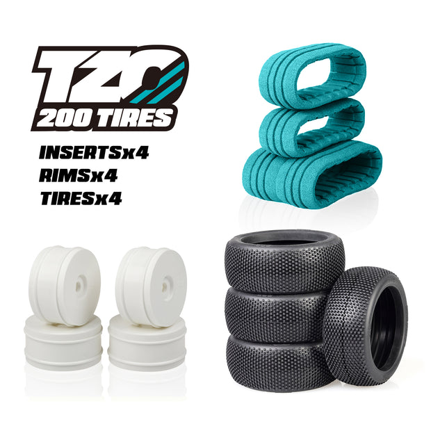 TZO #202 1/8 Buggy Tire Package - White Wheels