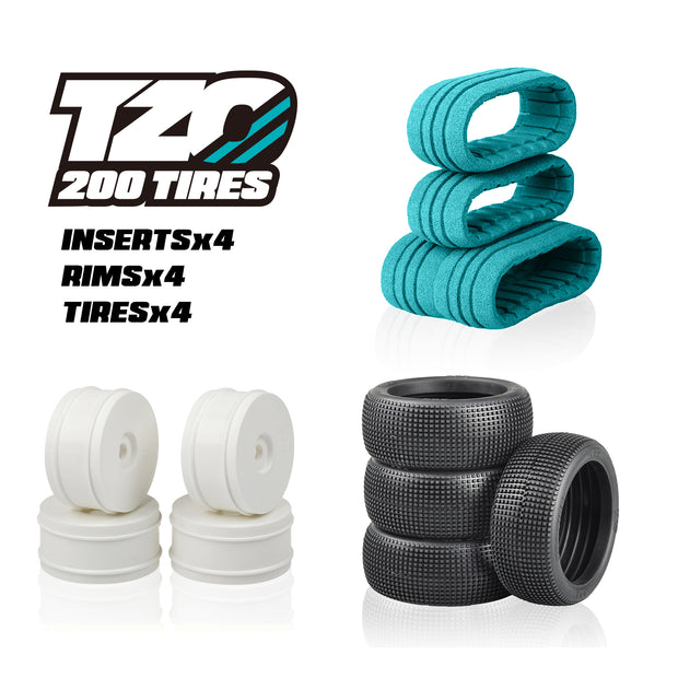 TZO #402 1/8 Buggy Tire Package - White Wheels