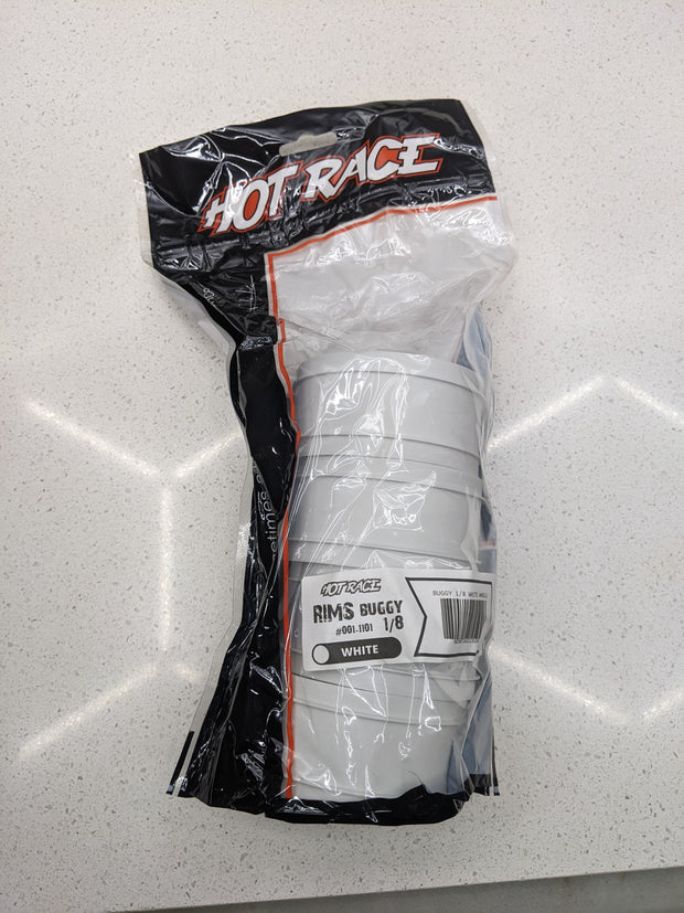 GARAGE SALE - Hot Race 1/8 Buggy Wheels - White (2pr)