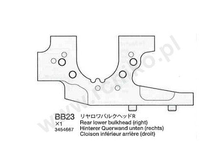 Tamiya 3454667 Right Side, Lower Rear Bulkhead (501/511), Garage Sale